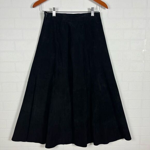 Georgetown Leather Design Women’s Black Leather mid-Maxi Skirt size 7/8 or 26in - Picture 1 of 11